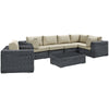 Modway Summon 7 Piece Outdoor Patio Sunbrella Sectional Set