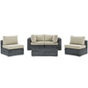 Modway Summon 5 Piece Outdoor Patio Sunbrella Sectional Set