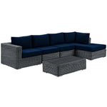 Modway Summon 5 Piece Outdoor Patio Sunbrella Sectional Set