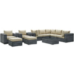 Modway Summon 10 Piece Outdoor Patio Sunbrella Sectional Set