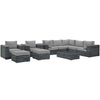 Modway Summon 10 Piece Outdoor Patio Sunbrella Sectional Set