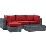 Modway Summon 5 Piece Outdoor Patio Sunbrella Sectional Set