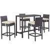 Modway Convene 5 Piece Outdoor Patio Pub Set