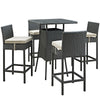 Modway Sojourn 5 Piece Outdoor Patio Sunbrella Pub Set