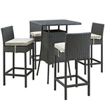 Modway Sojourn 5 Piece Outdoor Patio Sunbrella Pub Set