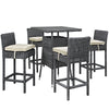 Modway Summon 5 Piece Outdoor Patio Sunbrella Pub Set