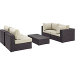 Modway Convene 5 Piece Outdoor Patio Sectional Set