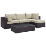 Modway Convene 5 Piece Outdoor Patio Sectional Set