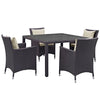 Modway Convene 5 Piece Outdoor Patio Dining Set