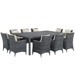 Modway Summon 11 Piece Outdoor Patio Sunbrella Dining Set