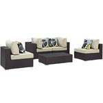 Modway Convene 5 Piece Outdoor Patio Sectional Set