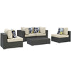 Modway Sojourn 5 Piece Outdoor Patio Sunbrella Sectional Set