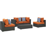 Modway Sojourn 5 Piece Outdoor Patio Sunbrella Sectional Set