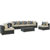 Modway Sojourn 7 Piece Outdoor Patio Sunbrella Sectional Set
