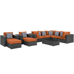 Modway Sojourn 10 Piece Outdoor Patio Sunbrella Sectional Set