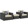 Modway Sojourn 3 Piece Outdoor Patio Sunbrella Sectional Set