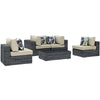 Modway Summon 5 Piece Outdoor Patio Sunbrella Sectional Set