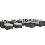 Modway Summon 10 Piece Outdoor Patio Sunbrella Sectional Set