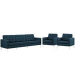 Modway Loft 3 Piece Upholstered Fabric Sofa and Armchair Set