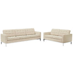 Modway Loft 2 Piece Upholstered Fabric Sofa and Loveseat Set
