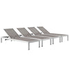 Modway Shore Chaise Outdoor Patio Aluminum Set of 4