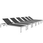 Modway Shore Chaise Outdoor Patio Aluminum Set of 6
