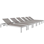 Modway Shore Chaise Outdoor Patio Aluminum Set of 6