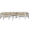 Modway Shore 5 Piece Outdoor Patio Aluminum Sectional Sofa Set