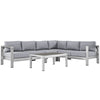 Modway Shore 5 Piece Outdoor Patio Aluminum Sectional Sofa Set