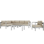 Modway Shore 6 Piece Outdoor Patio Aluminum Sectional Sofa Set