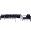 Modway Shore 6 Piece Outdoor Patio Aluminum Sectional Sofa Set