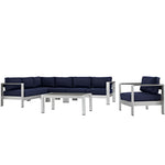 Modway Shore 6 Piece Outdoor Patio Aluminum Sectional Sofa Set