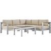 Modway Shore 4 Piece Outdoor Patio Aluminum Sectional Sofa Set