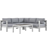 Modway Shore 4 Piece Outdoor Patio Aluminum Sectional Sofa Set