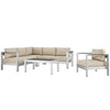 Modway Shore 5 Piece Outdoor Patio Aluminum Sectional Sofa Set