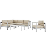 Modway Shore 5 Piece Outdoor Patio Aluminum Sectional Sofa Set