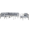 Modway Shore 5 Piece Outdoor Patio Aluminum Sectional Sofa Set