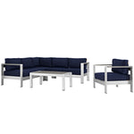 Modway Shore 5 Piece Outdoor Patio Aluminum Sectional Sofa Set