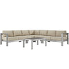 Modway Shore 6 Piece Outdoor Patio Aluminum Sectional Sofa Set