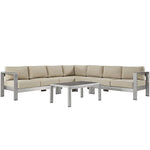 Modway Shore 6 Piece Outdoor Patio Aluminum Sectional Sofa Set