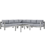 Modway Shore 6 Piece Outdoor Patio Aluminum Sectional Sofa Set