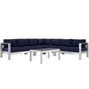 Modway Shore 6 Piece Outdoor Patio Aluminum Sectional Sofa Set