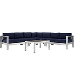 Modway Shore 6 Piece Outdoor Patio Aluminum Sectional Sofa Set