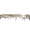 Modway Shore 7 Piece Outdoor Patio Aluminum Sectional Sofa Set