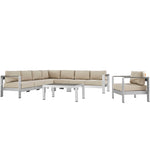 Modway Shore 7 Piece Outdoor Patio Aluminum Sectional Sofa Set