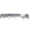 Modway Shore 7 Piece Outdoor Patio Aluminum Sectional Sofa Set