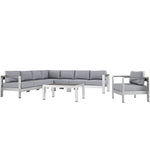 Modway Shore 7 Piece Outdoor Patio Aluminum Sectional Sofa Set