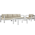 Modway Shore 4 Piece Outdoor Patio Aluminum Sectional Sofa Set