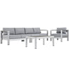Modway Shore 4 Piece Outdoor Patio Aluminum Sectional Sofa Set