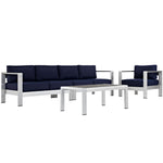 Modway Shore 4 Piece Outdoor Patio Aluminum Sectional Sofa Set